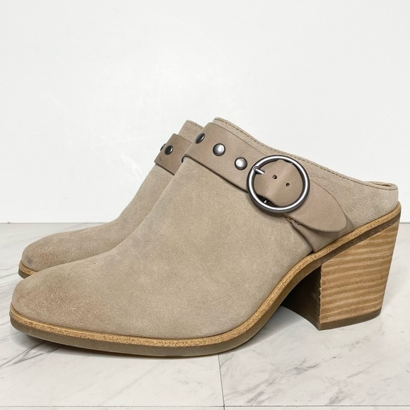 Sofft Corey Gray Tan Suede Heeled Clog 9M - Picture 1 of 14
